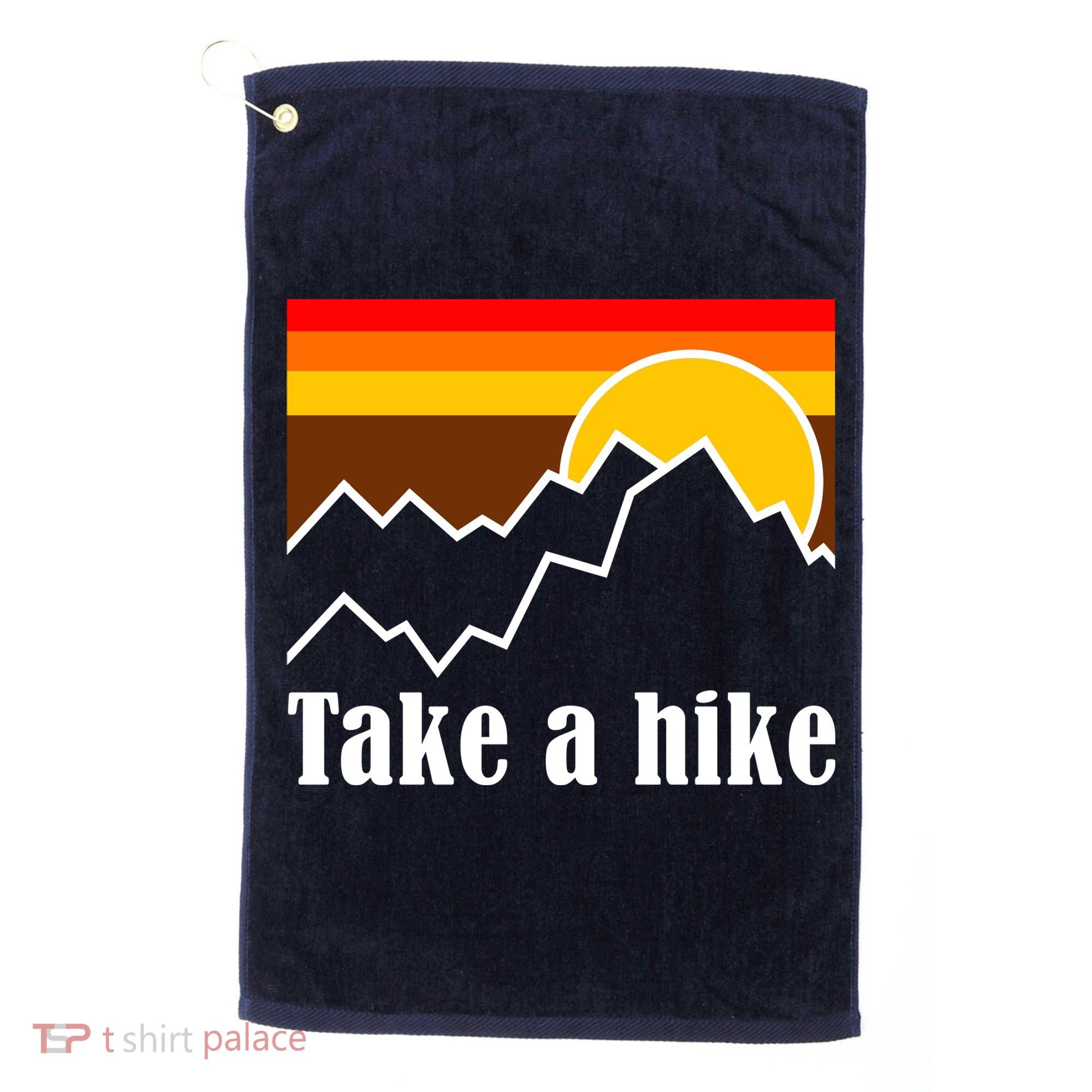 Take A Hike Sunset Funny Hiking Golf Towel