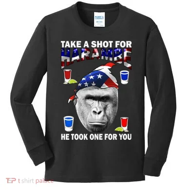 Take A Shot For Harambe Kids Long Sleeve Shirt