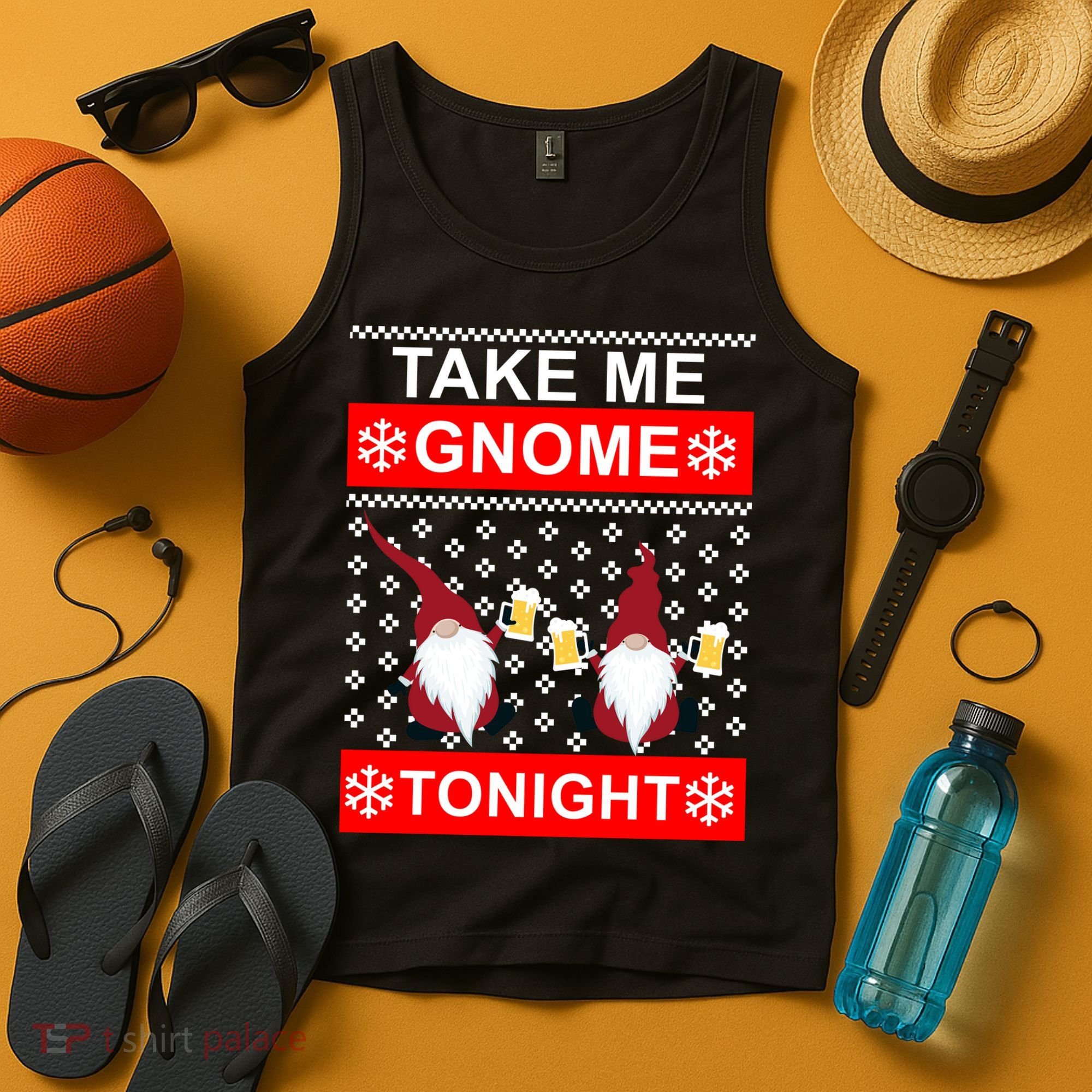 Take Me Gnome Tonight Ugly Christmas Tank Top