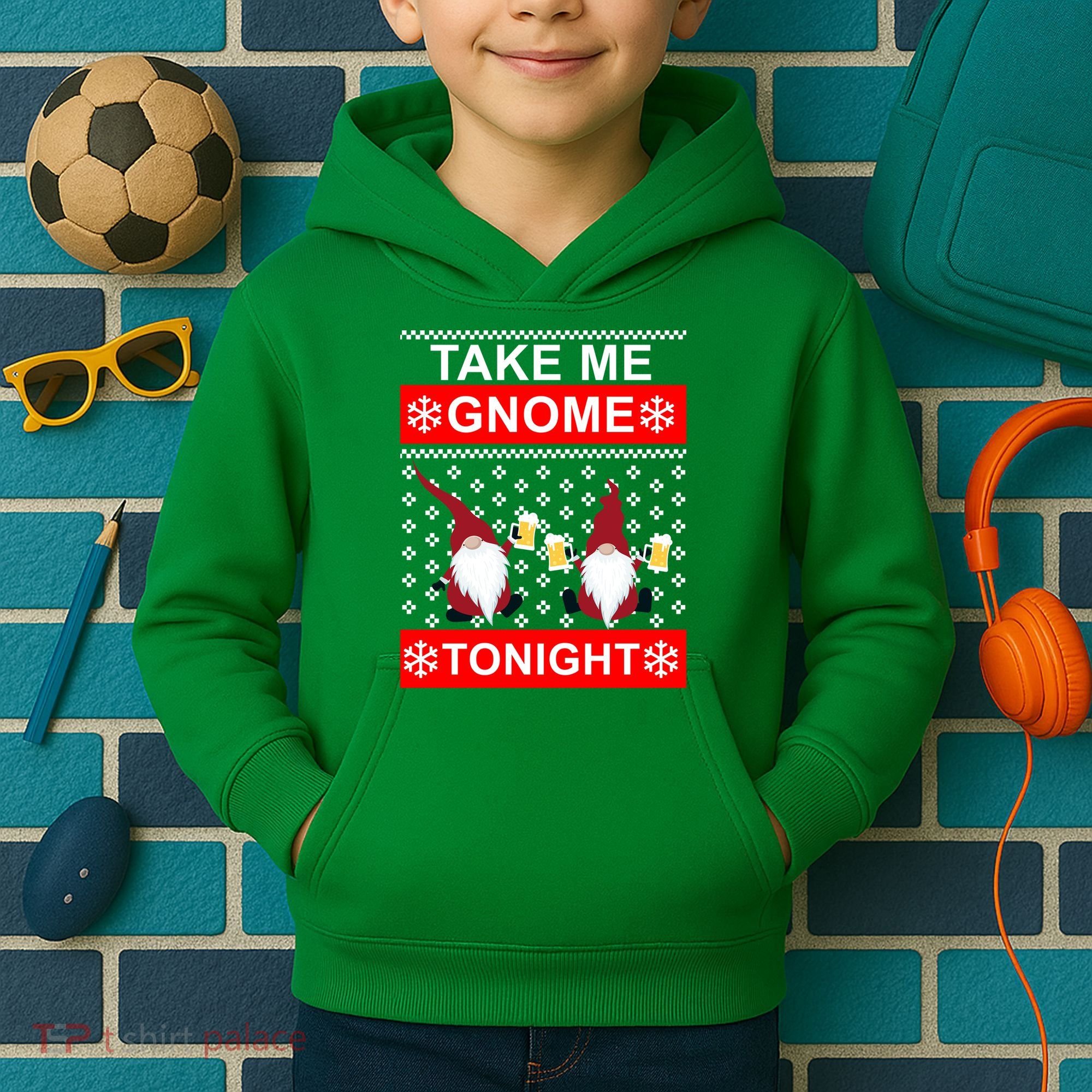Take Me Gnome Tonight Ugly Christmas Kids Hoodie