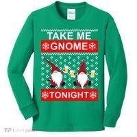 Take Me Gnome Tonight Ugly Christmas Kids Long Sleeve Shirt thumb 0