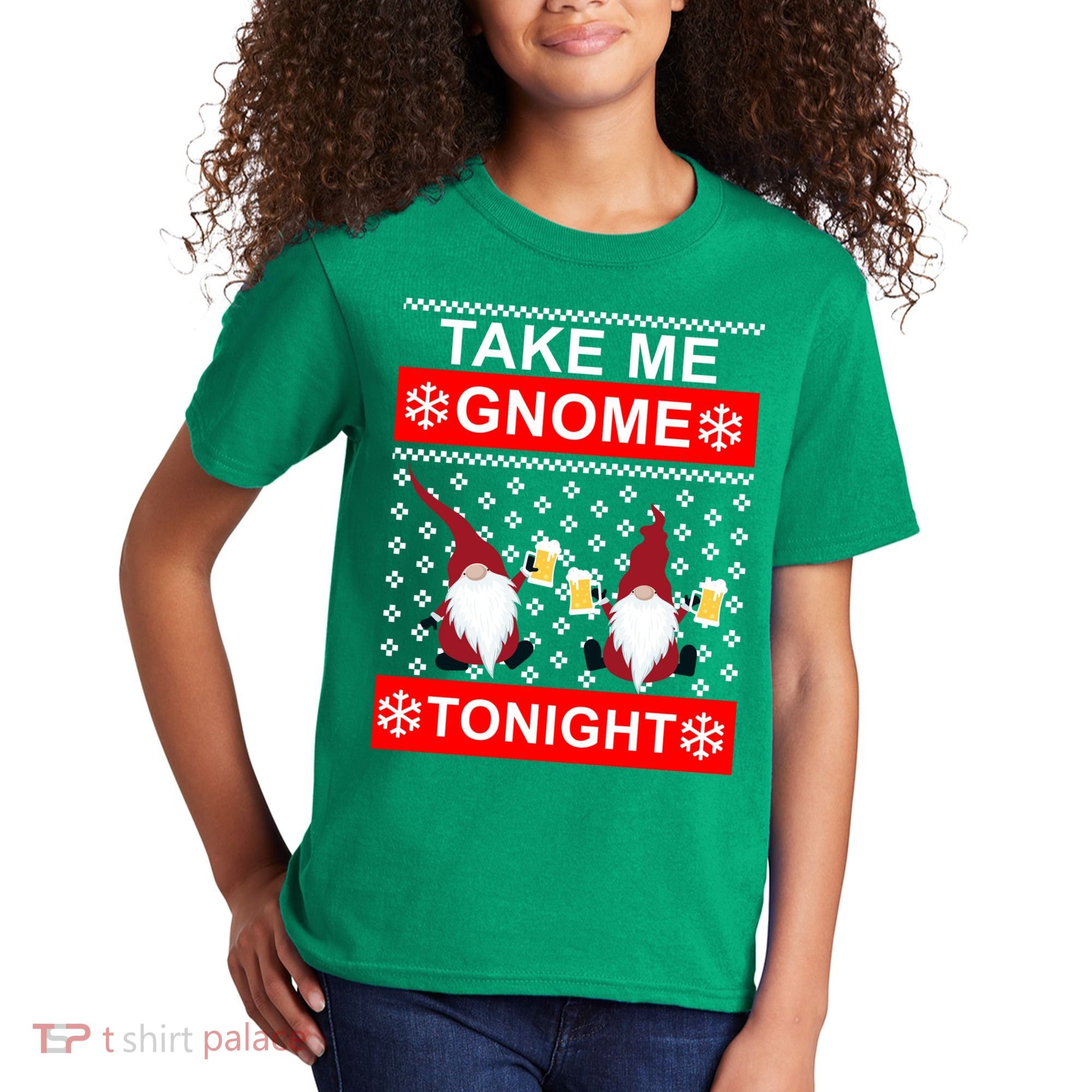 Take Me Gnome Tonight Ugly Christmas Kids T-Shirt