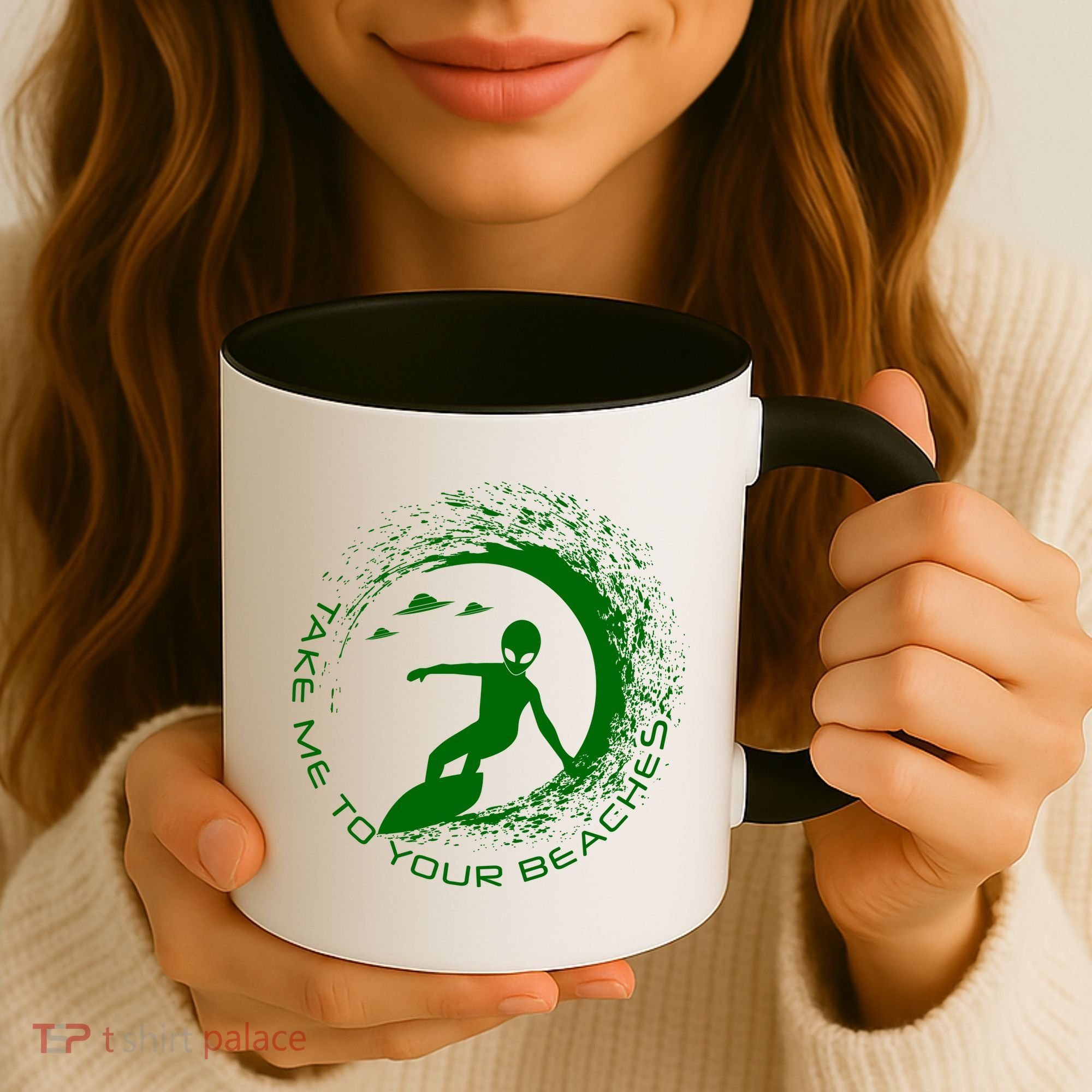 Take Me To Your Beaches Alien Coffee Mug