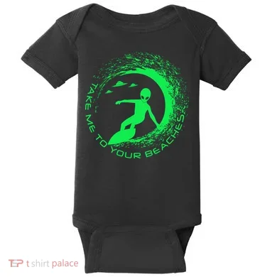 Take Me To Your Beaches Alien Baby Bodysuit