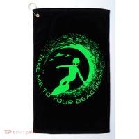 Take Me To Your Beaches Alien Golf Towel thumb 0