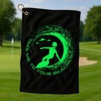 Take Me To Your Beaches Alien Golf Towel thumb 1
