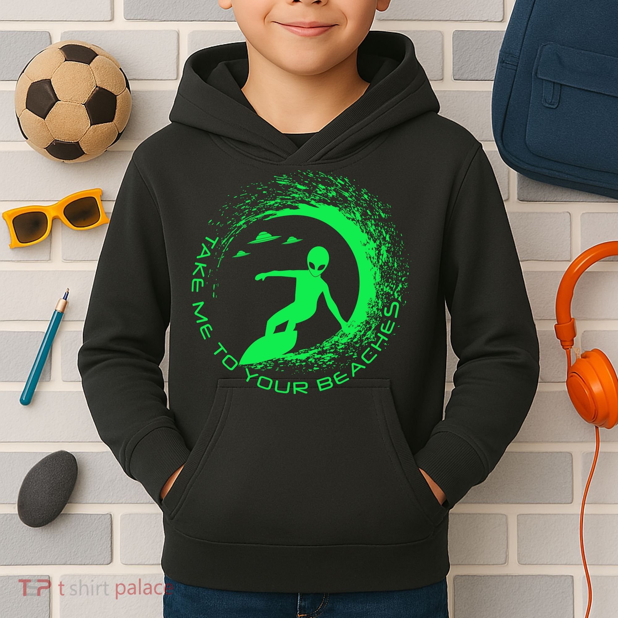 Take Me To Your Beaches Alien Kids Hoodie