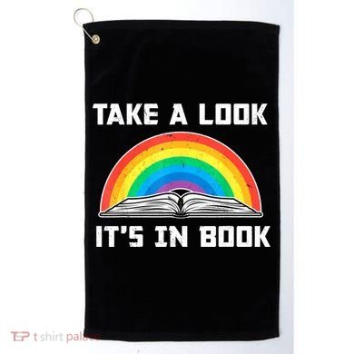 Take A Look It's In A Book Reading Vintage Retro Rainbow Golf Towel