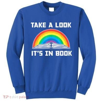 Take A Look It's In A Book Reading Vintage Retro Rainbow Sweatshirt