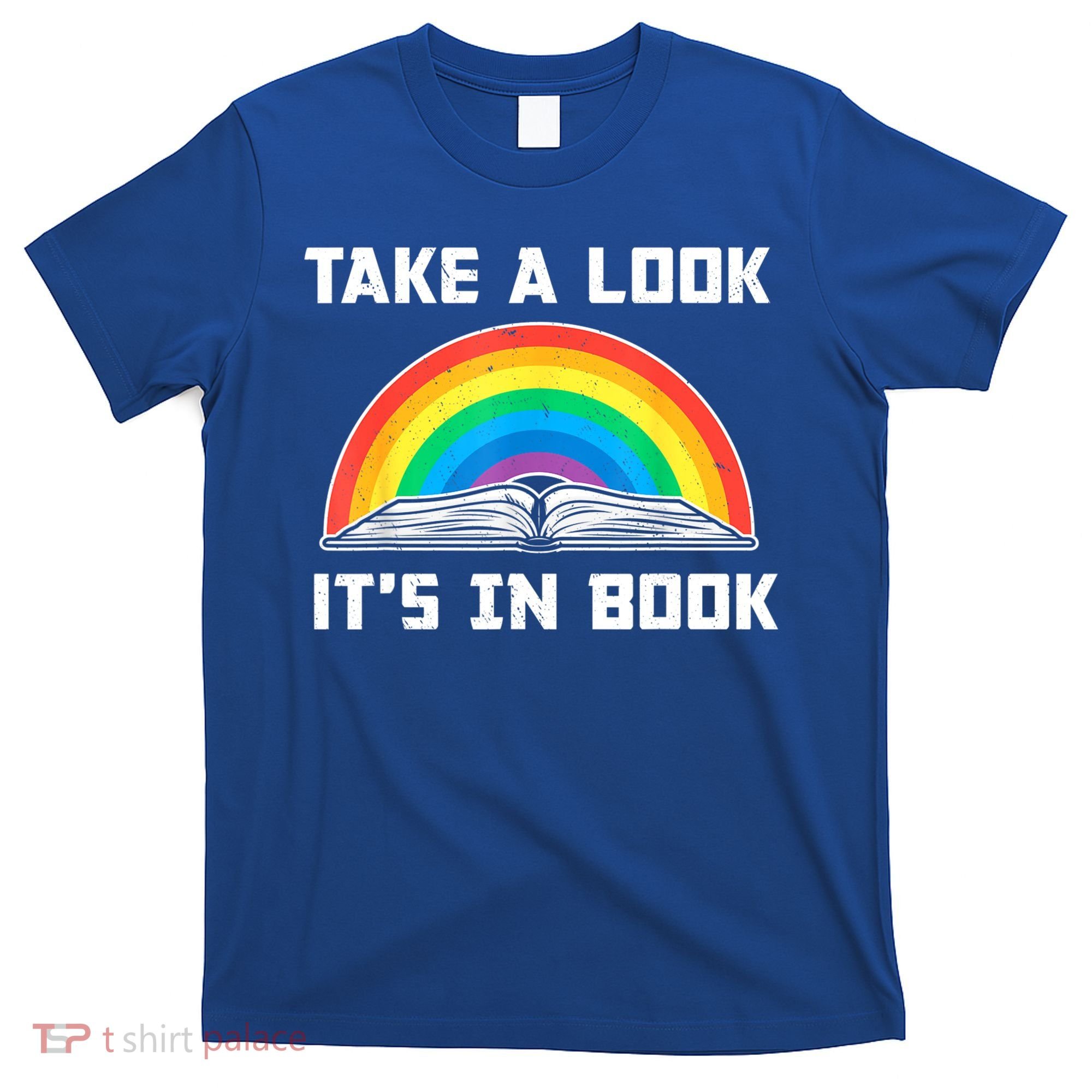Take A Look It's In A Book Reading Vintage Retro Rainbow T-Shirt