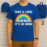 Take A Look It's In A Book Reading Vintage Retro Rainbow T-Shirt thumb 6