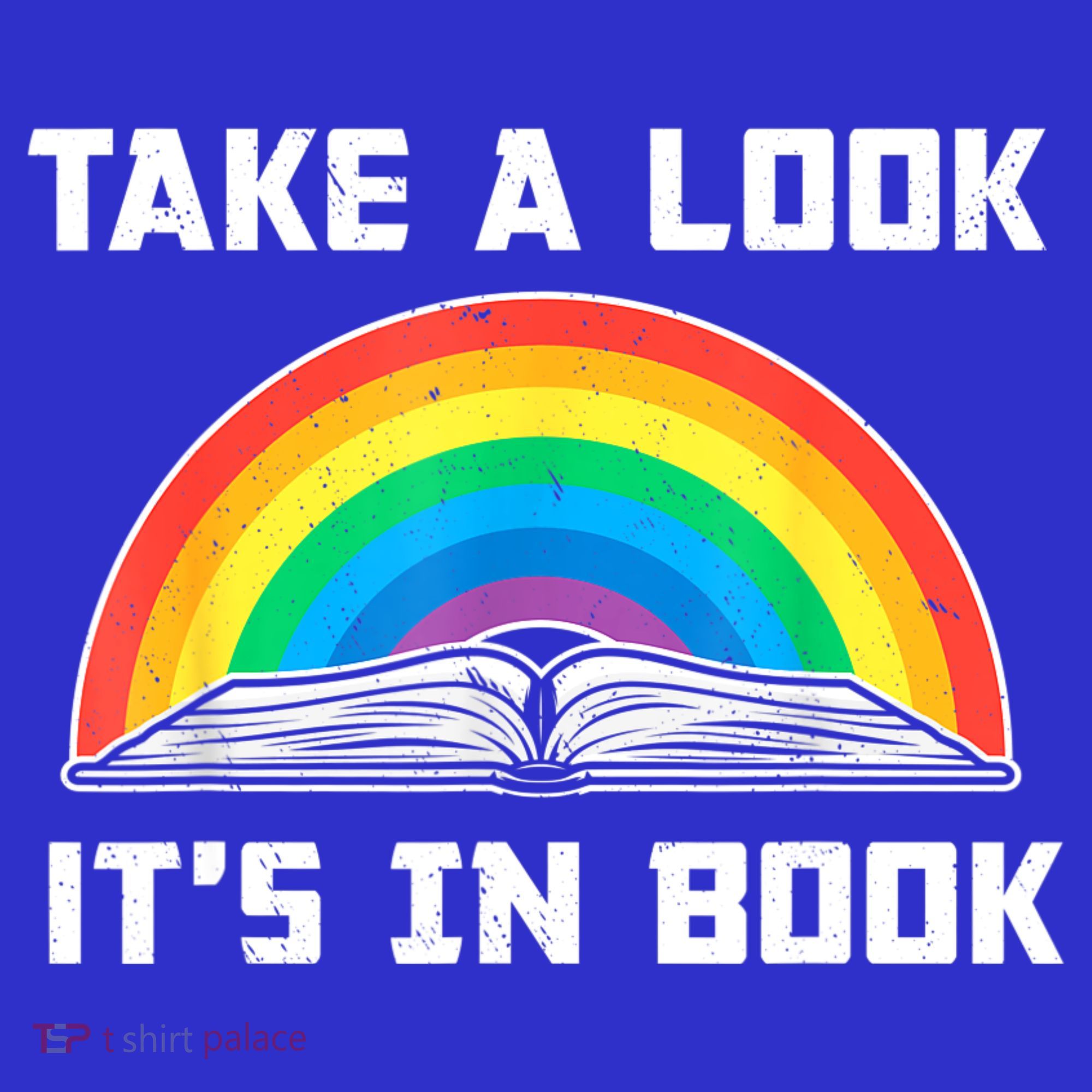 Take A Look It's In A Book Reading Vintage Retro Rainbow T-Shirt