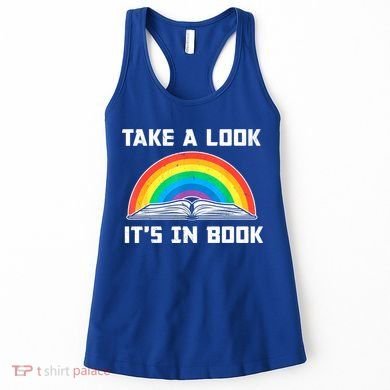 Take A Look It's In A Book Reading Vintage Retro Rainbow Women's Tank Top