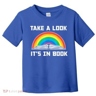 Take A Look It's In A Book Reading Vintage Retro Rainbow Toddler T-Shirt