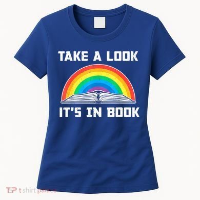 Take A Look It's In A Book Reading Vintage Retro Rainbow Women's T-Shirt