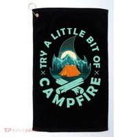 Try A Little Bit Of Campfire Camping Lover Golf Towel thumb 0