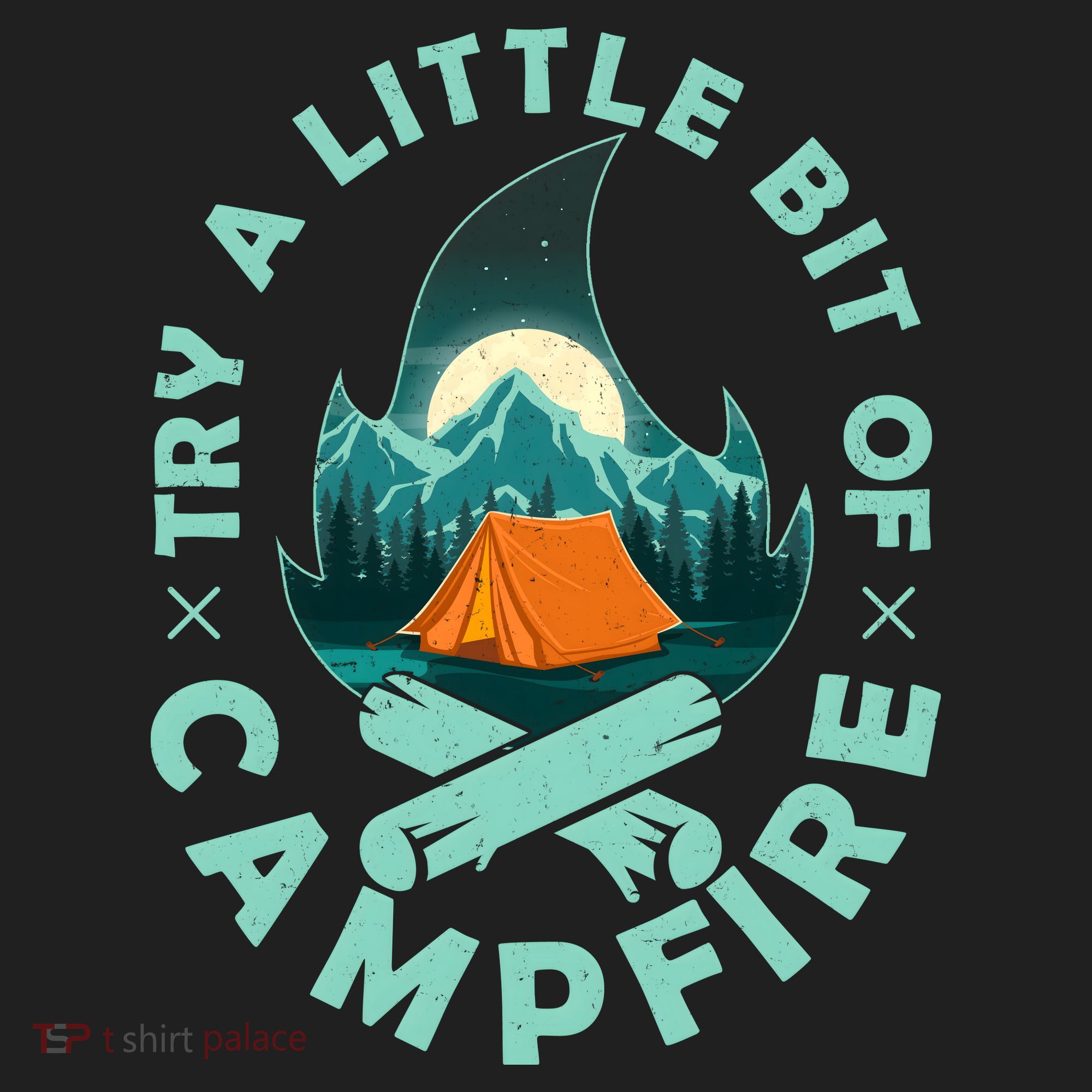 Try A Little Bit Of Campfire Camping Lover Golf Towel