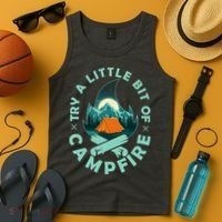Try A Little Bit Of Campfire Camping Lover Tank Top thumb 4