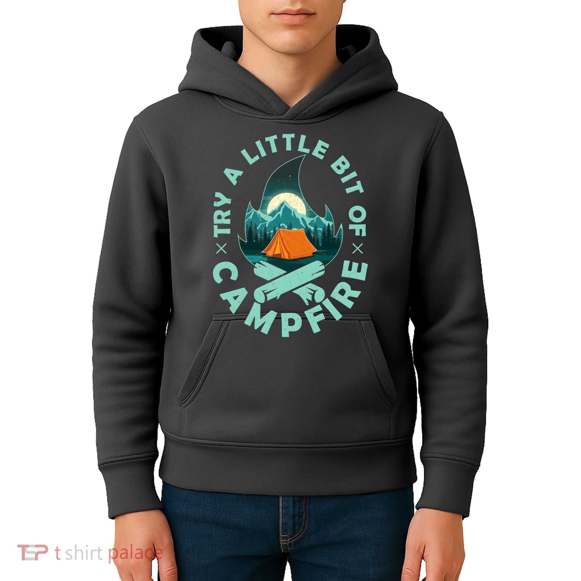 Try A Little Bit Of Campfire Camping Lover Kids Hoodie