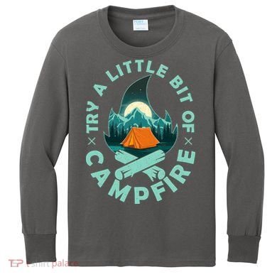 Try A Little Bit Of Campfire Camping Lover Kids Long Sleeve Shirt