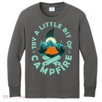 Try A Little Bit Of Campfire Camping Lover Kids Long Sleeve Shirt thumb 0