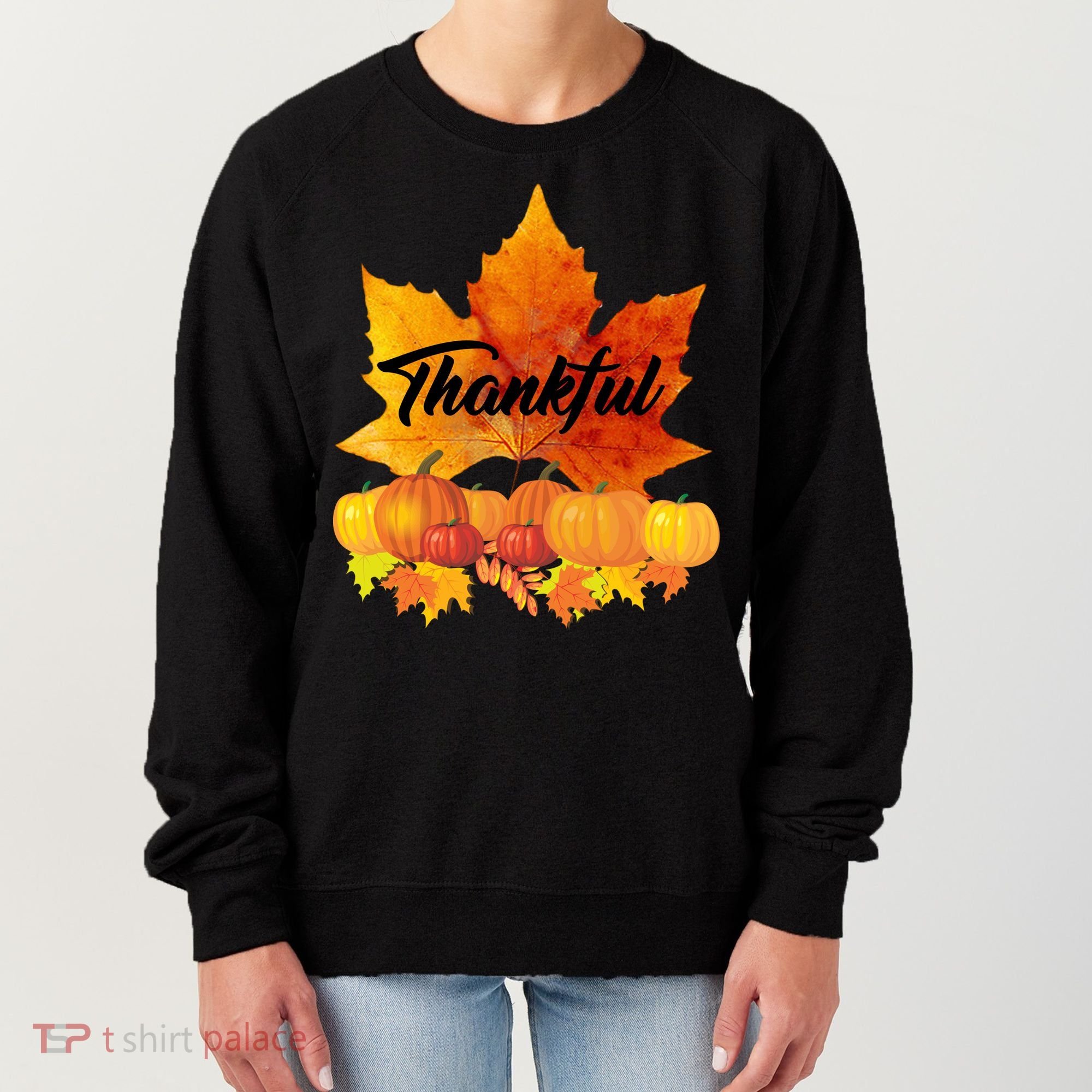 Thankful Autumn Leaves Thanksgiving Fall Women's Sweatshirt