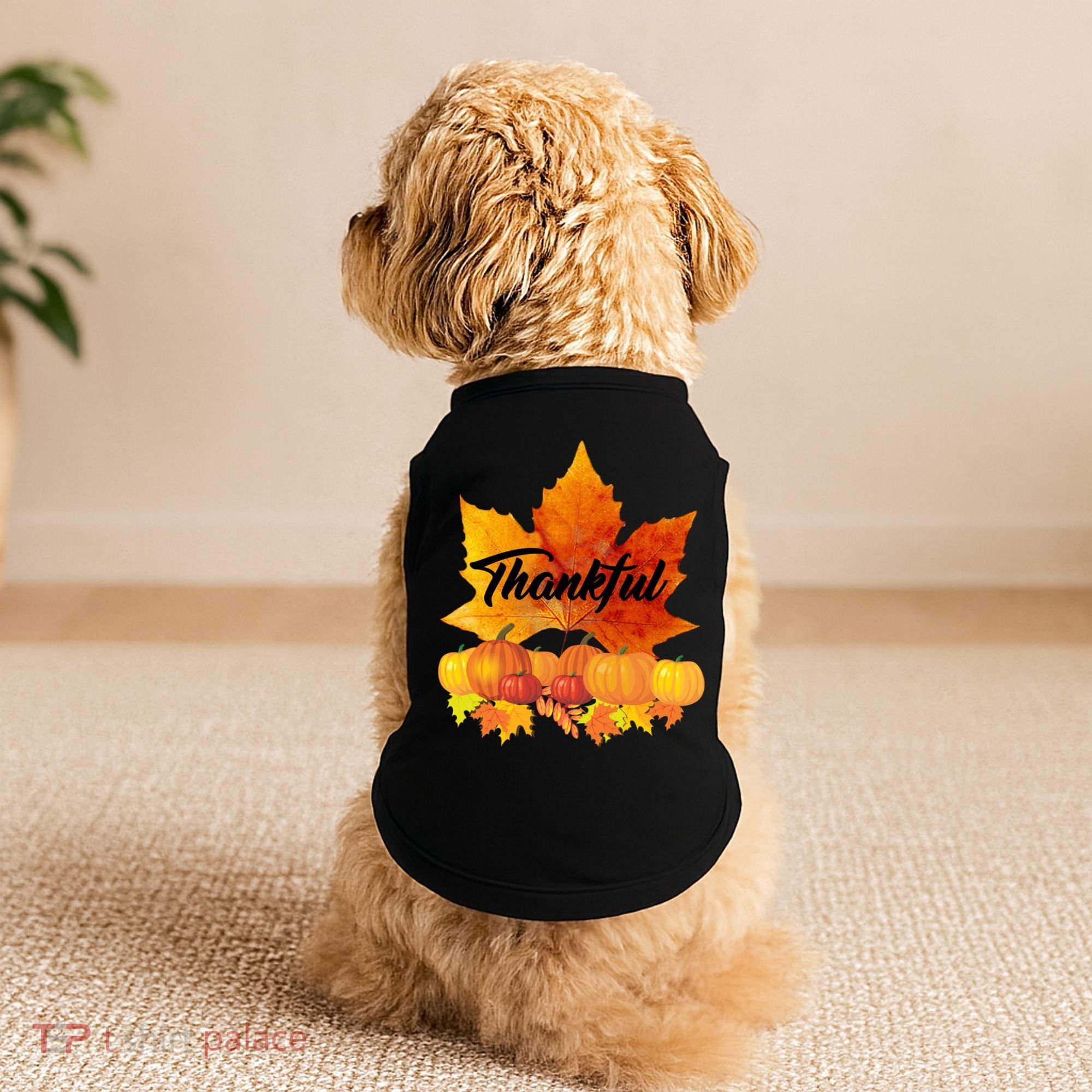 Thankful Autumn Leaves Thanksgiving Fall Doggie Tank