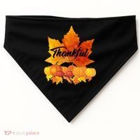 Thankful Autumn Leaves Thanksgiving Fall USA-Made Doggie Bandana thumb 0