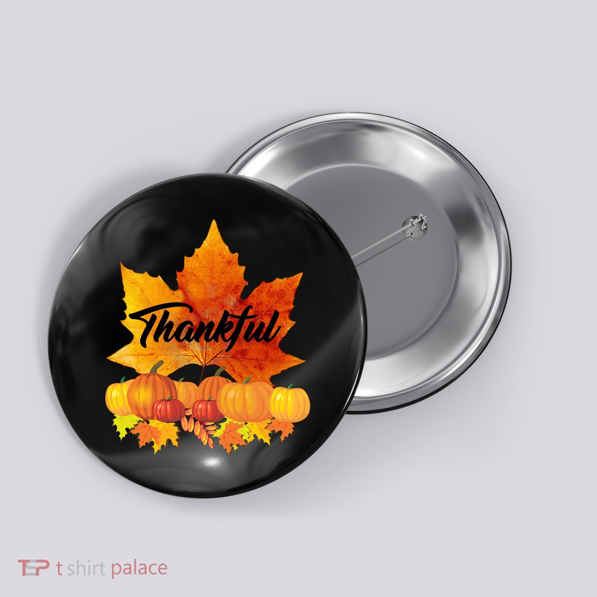 Thankful Autumn Leaves Thanksgiving Fall Button