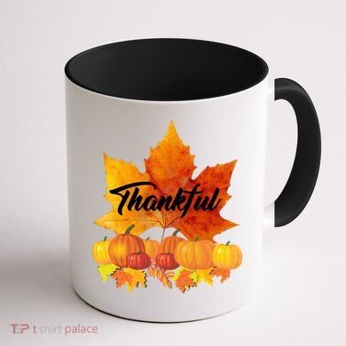 Thankful Autumn Leaves Thanksgiving Fall Coffee Mug back