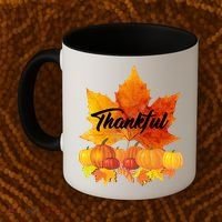 Thankful Autumn Leaves Thanksgiving Fall Coffee Mug thumb 2