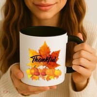 Thankful Autumn Leaves Thanksgiving Fall Coffee Mug thumb 3