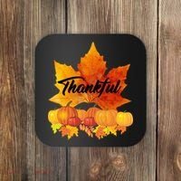 Thankful Autumn Leaves Thanksgiving Fall Coaster thumb 0