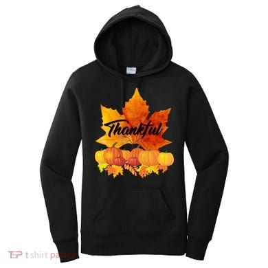 Thankful Autumn Leaves Thanksgiving Fall Women's Hoodie
