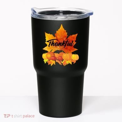 Thankful Autumn Leaves Thanksgiving Fall Tumbler