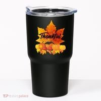 Thankful Autumn Leaves Thanksgiving Fall Tumbler thumb 0