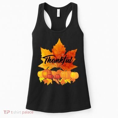 Thankful Autumn Leaves Thanksgiving Fall Women's Tank Top