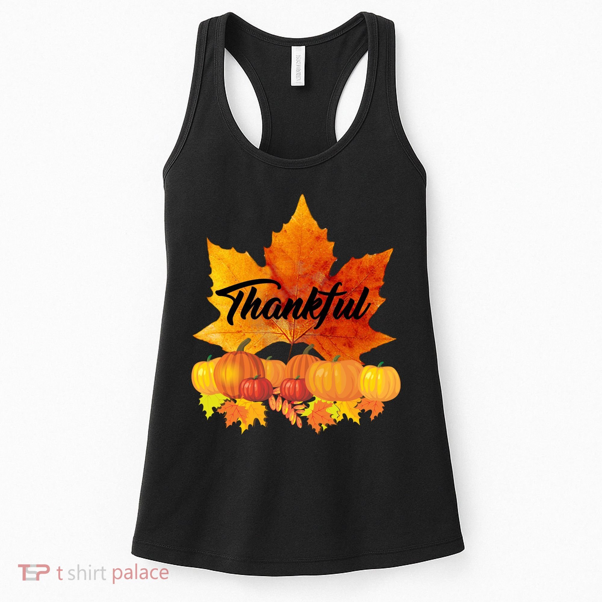 Thankful Autumn Leaves Thanksgiving Fall Women's Tank Top