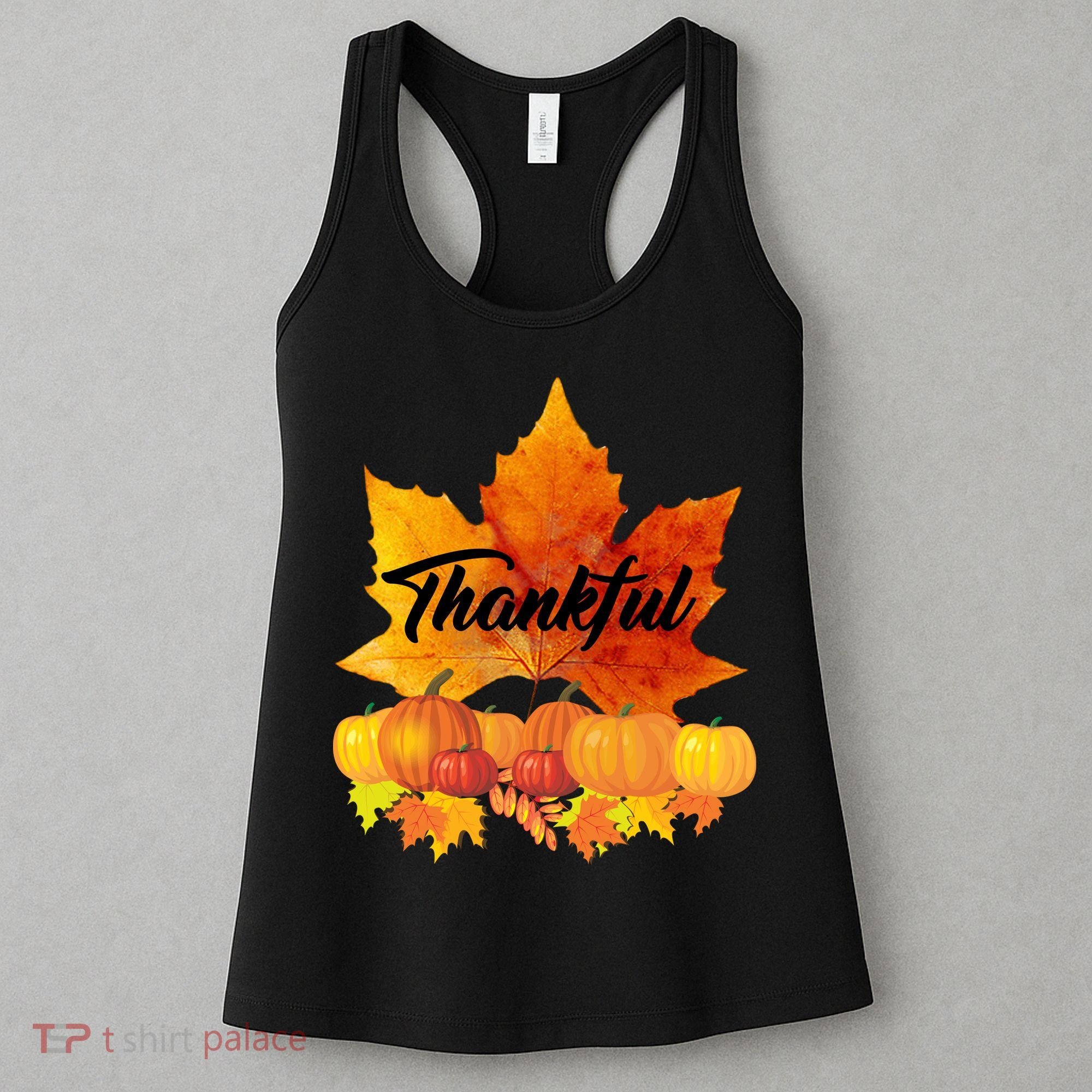 Thankful Autumn Leaves Thanksgiving Fall Women's Tank Top
