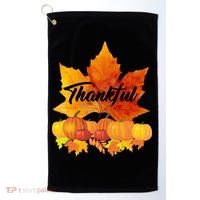 Thankful Autumn Leaves Thanksgiving Fall Golf Towel thumb 0