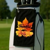 Thankful Autumn Leaves Thanksgiving Fall Golf Towel thumb 2