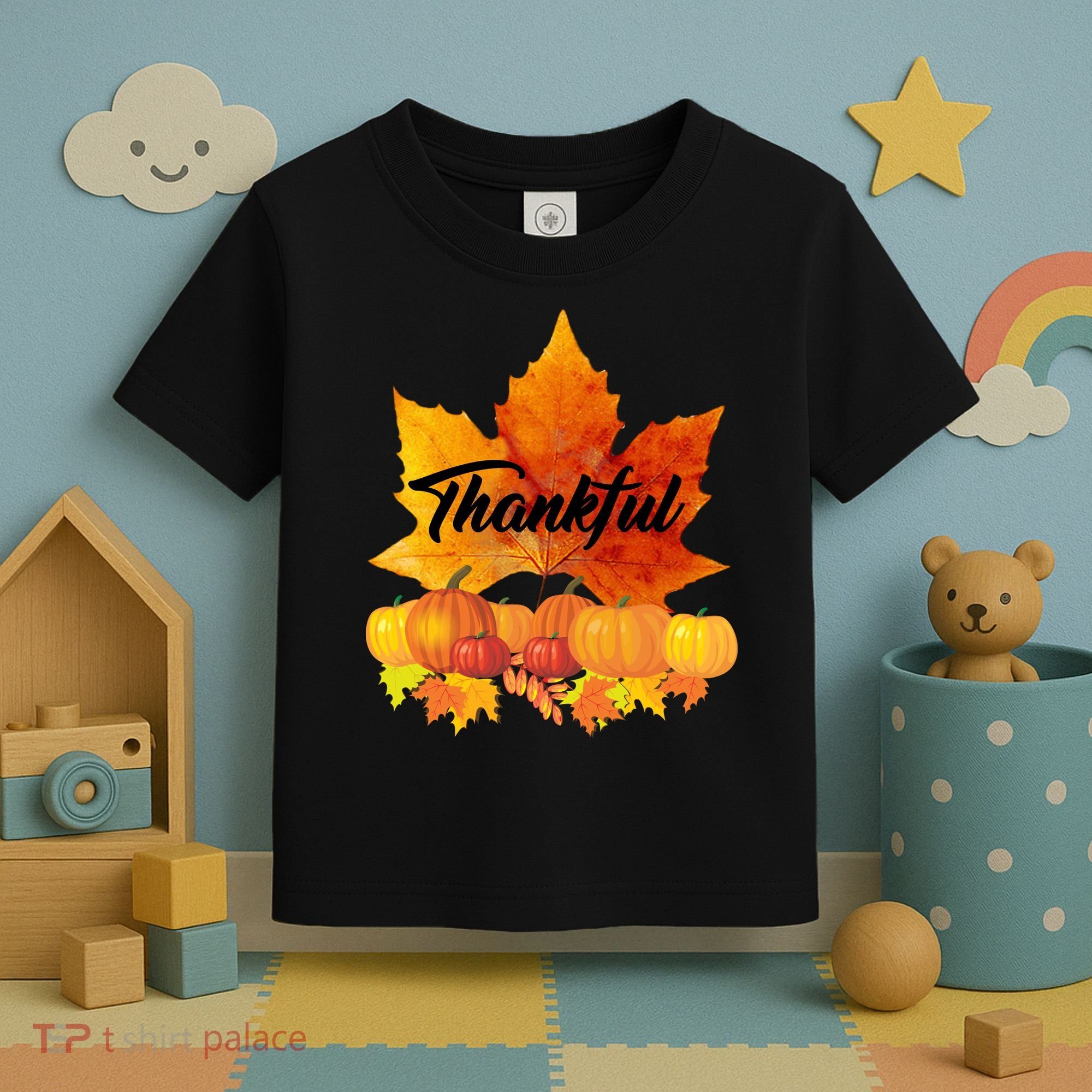 Thankful Autumn Leaves Thanksgiving Fall Toddler T-Shirt