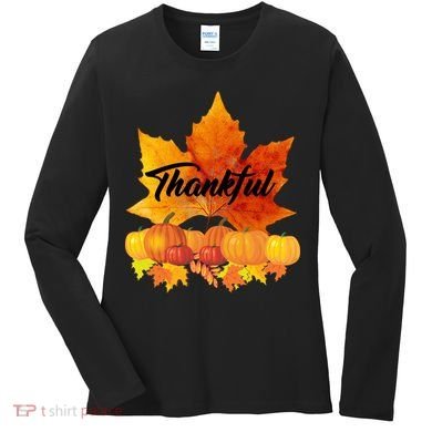 Thankful Autumn Leaves Thanksgiving Fall Women's Long Sleeve Shirt