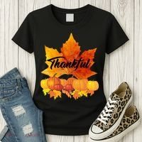 Thankful Autumn Leaves Thanksgiving Fall Women's T-Shirt thumb 3