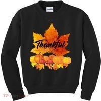 Thankful Autumn Leaves Thanksgiving Fall Kids Sweatshirt thumb 0