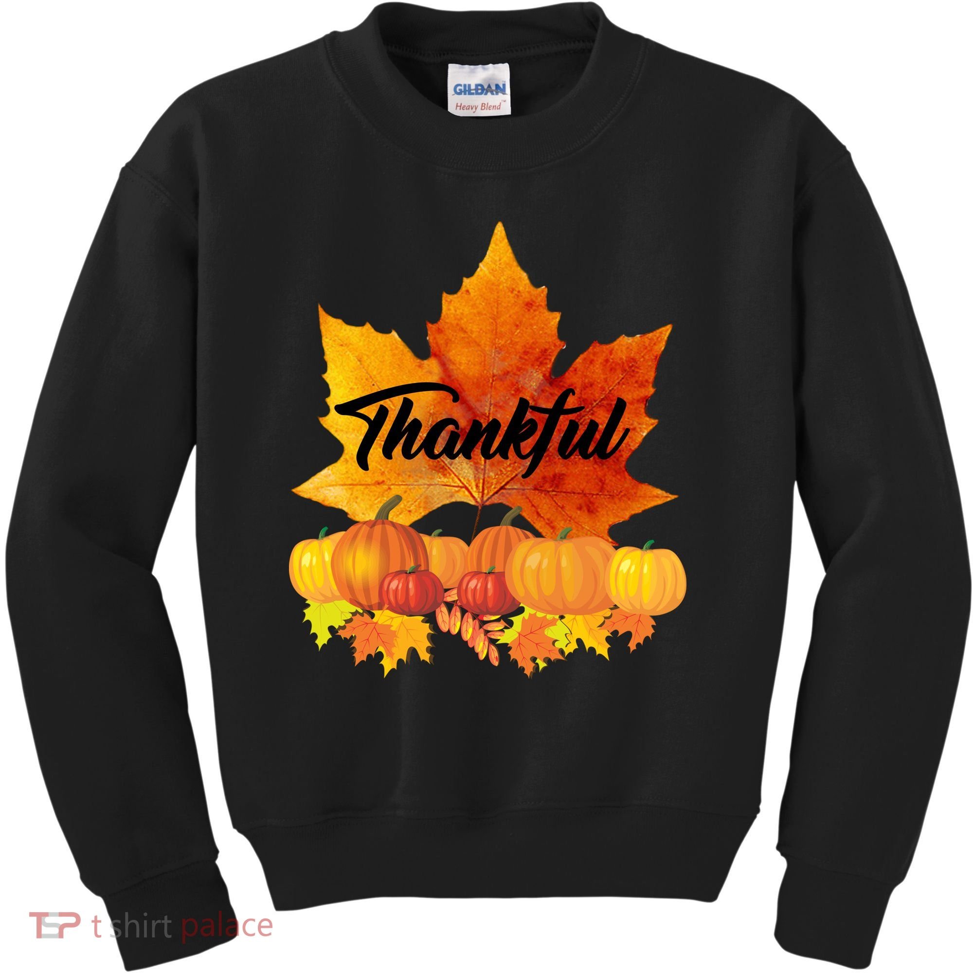 Thankful Autumn Leaves Thanksgiving Fall Kids Sweatshirt