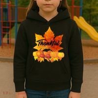 Thankful Autumn Leaves Thanksgiving Fall Kids Hoodie thumb 3