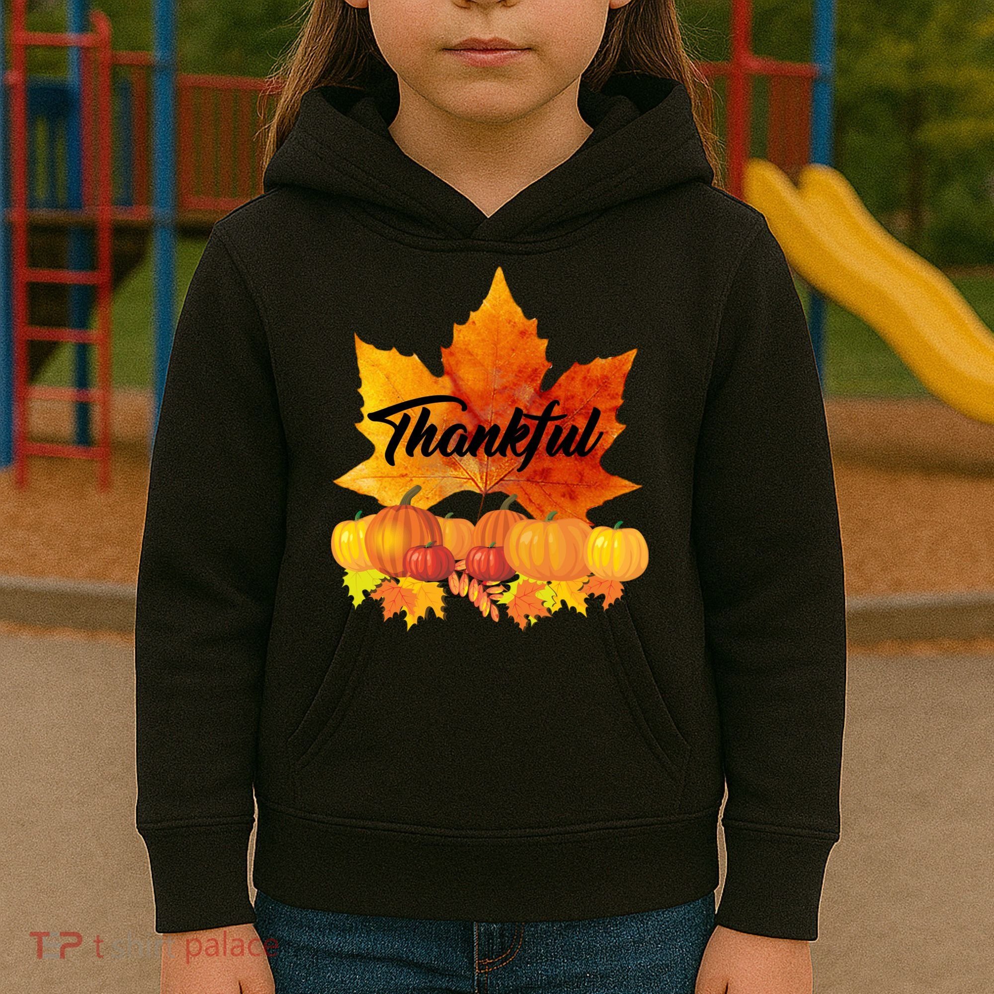 Thankful Autumn Leaves Thanksgiving Fall Kids Hoodie