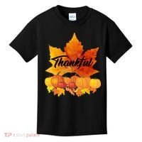 Thankful Autumn Leaves Thanksgiving Fall Kids T-Shirt thumb 0