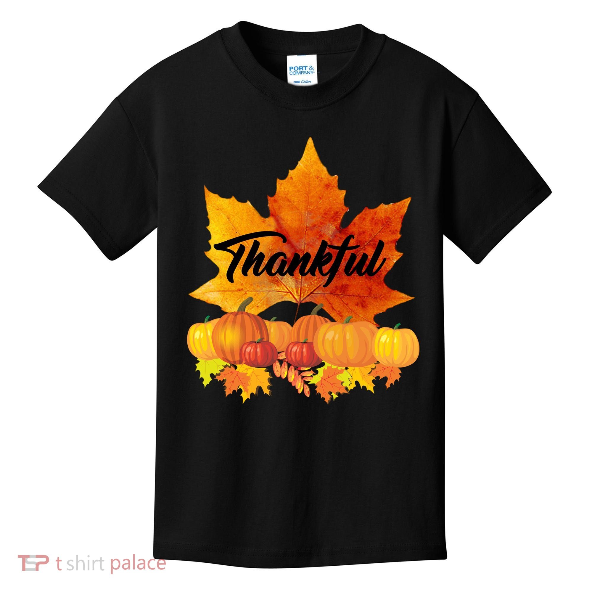 Thankful Autumn Leaves Thanksgiving Fall Kids T-Shirt